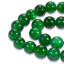 Hackberry Creek 30 Emerald Glass Crackle Beads - 10mm Round - Great for Christmas Crafts