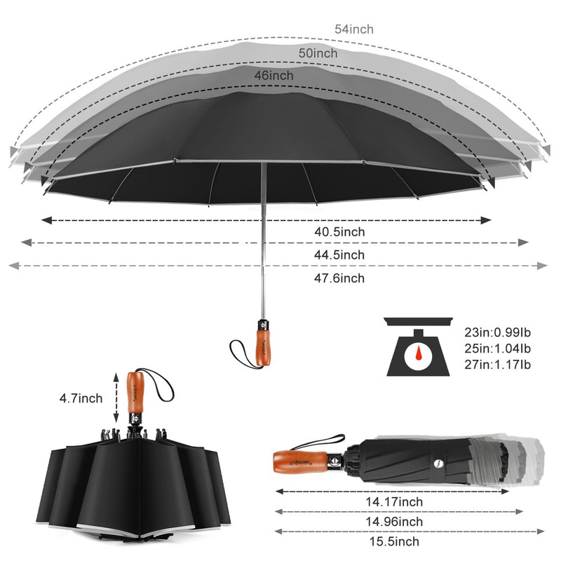 Lejorain Large Reverse Umbrella -50 Inch Windproof Folding Inverted Umbrella