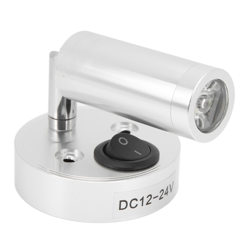 12‑24V 3W LED Reading Light Bedroom Bedside Lamp Chrome Aluminum