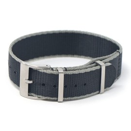 StrapsCo Stripe Edge Single Pass Nylon Seat Belt Watch Band Strap - Black & Gray - 20mm