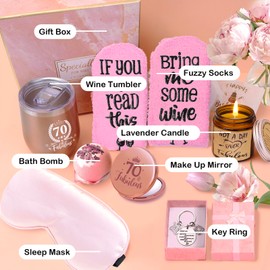70th Birthday Gifts for Her Born in 1954, Happy hamper Pamper Set Present Basket, Funny 70 Years Old Gift Ideas for Women Friends Sisters Wife Bestie Girlfriend Mum for Anniversary Wedding Day
