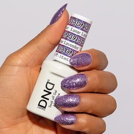 DND Gel Polish Set, Glitter Collection, UV Gel Polish and Air Dry Nail Lacquer, Matching Chip-Free Polish Duo, 913 Lunar Lavender, 0.5 Fl Oz