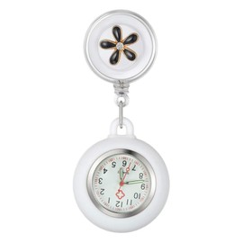 YFFSFDC Nurse Watch Clip On Reel Watch Flower Clip Pocket Watch Clip On Easy Read Simple Waterproof Expandable Nurse Medical Center Staff Unisex, Black