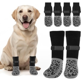 Advanced Non-Slip Hardwood Floor Dog Socks-Super Thick Grip, with Anti-Slip Claws to Prevent Dogs from Licking Their Claws, Suitable for Advanced Dogs to wear on Hardwood Floors (Leopard 2 Pairs S)