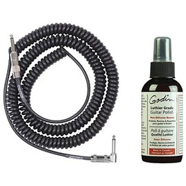 Lava Cable Retro Coil 20 ft Straight to Right Angle coiled (black) w/Guitar Pol