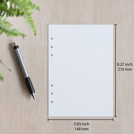 A5 Blank Paper, 120 GSM, 6-Hole Punched, 200 Sheets (400 Pages), Printer Paper 148 x 210 mm (5.83 in x 8.27 in)