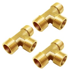Joywayus Brass Pipe Fittings 3/4"NPS Male Forged Tee Pipe Tube Fitting(pack of 3)