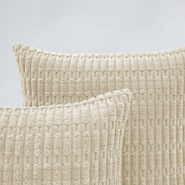 QUORGVES Cream Ivory Throw Pillow Covers 18x18 Inch Pack of 2 Decorative Pillows for Bed Corduroy Throw Pillows for Couch Sofa Pillows for Living Room Corduroy Pillow Covers 18 x 18 Set of 2