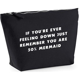 Hippowarehouse If you're ever feeling down just remember you are 50% mermaid printed make up cosmetic wash bag 18x19x9cm