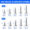 450PCS Self Tapping Screws for Metal, 410 Stainless Steel Self