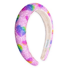 FROG SAC Padded Headbands for Girls - Rhinestone Toddler Hair Accessories, Little Girl Rainbow Heart Hair Bands, Kids Sparkle Head Band, Cute Vday Headband for Back to School
