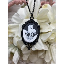 Fancy Fox Boutique Unicorn Mythology Heart Wedding Party Jewelry Prom Birthday Pony necklace Cameo