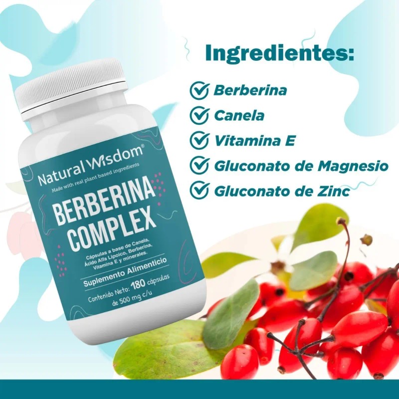 Berberina Complex 180 Caps Apoyo Bienestar General Metabólico Fórmula Ácido