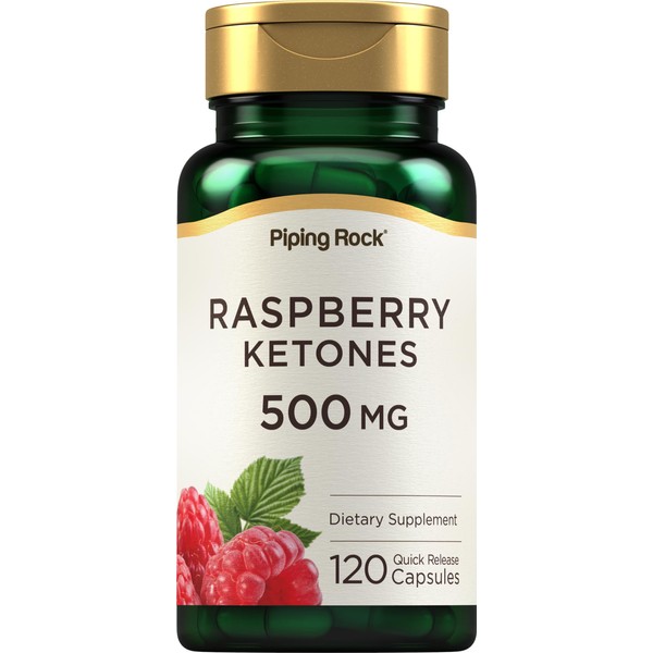 Piping Rock Raspberry Ketones Capsules | 500mg | 120 Count | Non-GMO, Gluten Free Supplements