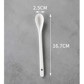 ProLeo 5 Tablespoons Ceramic Coffee Spoon Long Handle Mixing Spoon Ceramic Coffee Spoons Honey Stirrer Spice Spoon (White)