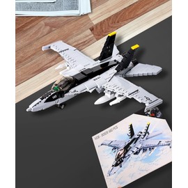 QLT QIAOLETONG F/A-18 Hornet Fighter Tomcat Military Aeroplane Clamping Blocks, City Aeroplane Gifts for Adults from 6-18 Boys Years Set Collectors (682 Pieces)
