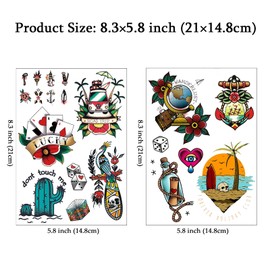 CARGEN Waterproof Temporary Tattoos Vintage Tattoo for Women Men American Traditional Tattoo Flower Old School Sticker for Party