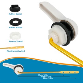 VRSS Front Mount Toilet Lever Replacement Toilet Handle with Chains Toilet Flush Lever Handle Fits Most Toilet Tank (White, Front Mount)