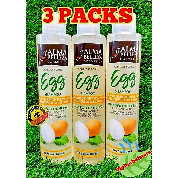 3 Packs Shampoo de Huevo Egg Shampoo 500 mg each Capillary Care Cuidado Capilar