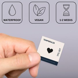 HERZ Tattoo - Temporalis® | Temporäres Tattoo - Vegane und wasserfeste Tinte - EU-zertifizierte Kosmetik - Haltbarkeit 1-2 Wochen [Kleines schwarzes Herz]