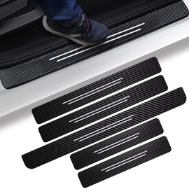 Door sill Protector, Car Door Entry Guard, Carbon Fiber Wrap Scratch Protection (for All car Models) 5PC Car Door Edge Guards, Door sill Trim (Black)