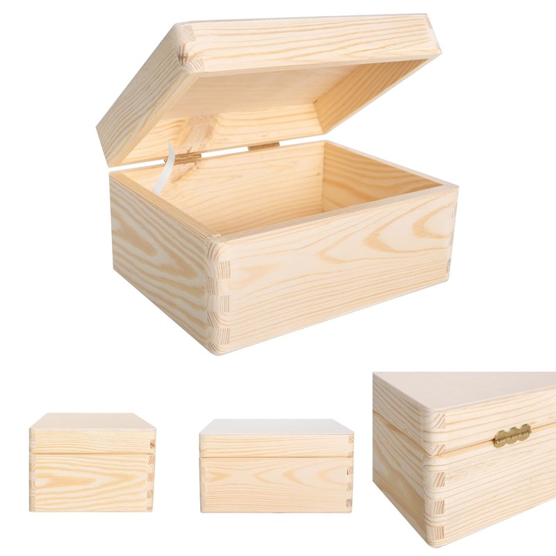 Creative Deco Wooden Box with Lid, 19.5 x 15 x