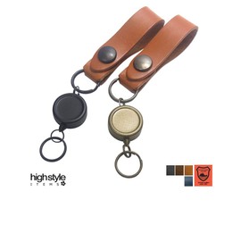 Highstyle Tochigi Leather & Reel Key Simple Type Antique Color Belt Loop Key Chain, antique/camel