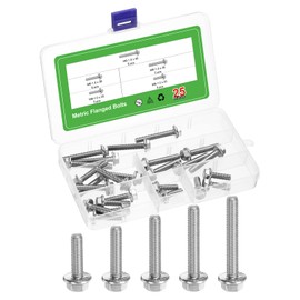 uxcell 25pcs M6-1.0 x 20/25/30/35/40mm Metric Flange Hex Cap Bolt Fully Thread DIN 6921 Flanged Bolts Hexagon Screws 304 Stainless Steel Cleaning Treatment Silver