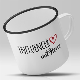 huuraa Emaille Tasse Influencer Geschenk Kaffeebecher Vintage 300ml Influencer Geschenkidee