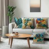 LANBEIDE Teal Gold Ginkgo Cushion Cover, Set of 4 Ginkgo