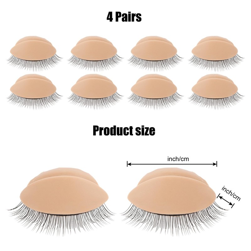4 Pairs DOUBLE-LAYER Practice Lash Strips for Lash Mannequin Head,