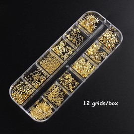 3D Nail Charms - Metal Rivets, Ribbons, Rose Flowers, Rhinestones, Gold & Silver Beads