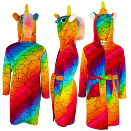 A2Z 4 Kids Unisex Super Soft 3D Animal Detail Bathrobe Dressing - Bathrobe Unicorn Rainbow Scales 13