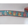 Christmas Owls 1 inch Grosgrain Ribbon Teal