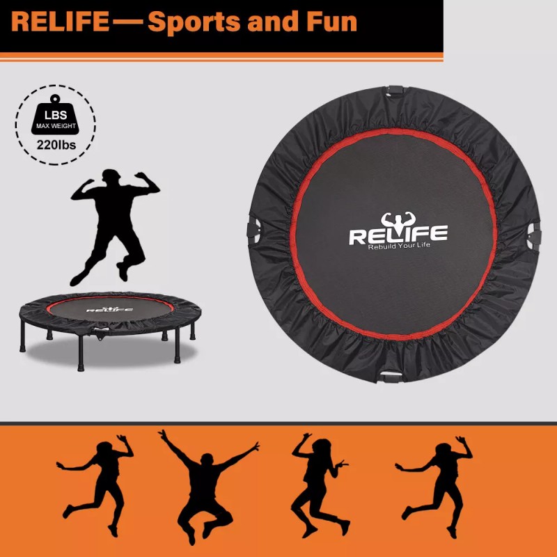 Relife Sports 48" Foldable Fitness Trampoline for Adults Kids Exercise