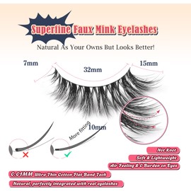 Lashes Natural Cat Eye Lashes Wispy Eyelashes 15mm False Eyelashes Wispy Lashes 3D Volume Strip Eyelashes Thin Cotton Band Soft Fake Eyelashes False Lashes Pack 7 Pairs Siligli | Siligli