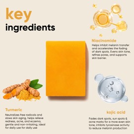 CADDISE CADDISE Kojic Acid Turmeric Soap Bars C Dark Spot Remover & Skin Care, Handmade Face & Body Wash Bars with Niacinamide, Shea Butter, Tea Oil, Vitamin C (2 Pack, 8.5 Oz)