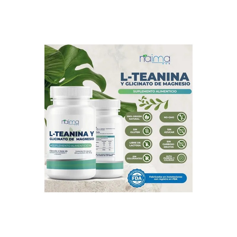 L- Teanina Y Glicinato De Magnesio 500 Mg - 100