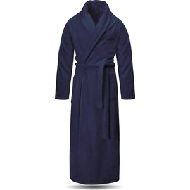 normani Extra Long Bathrobe Made of 100% Cotton, Terry Towelling Sauna Gown for Men and Women, Non-Toxic Material, Awarded Oeko-Tex 100, navy