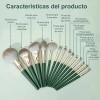 Set Brochas De Maquillaje 14 Piezas Profesional Y Verde