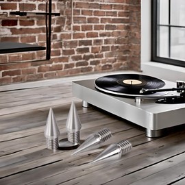 PrecisionGeek - Speaker Spikes 1/4 20 UNC 10mm Long Cone 10mm Diameter Silver Material Stainless Steel Speaker HiFi Stands Cabinets Soundbars - Set of 4