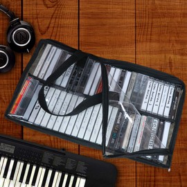 Evelots Cassette Tape Bag -See Thru Organizer Storage with Handles - Easy Carrying Case - No Dust or Moisture - Holds 100 Tapes with cases
