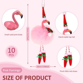 Syhood 10 Pcs Christmas Flamingo Ornaments Decorations Pink Flamingos with Hat Christmas Tree Hanging Ornament Xmas Flamingo Gifts Funny Christmas Holiday Ornaments