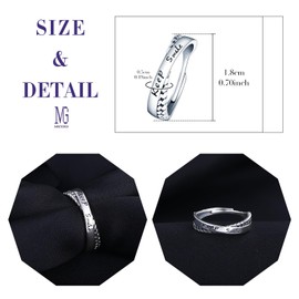 MICGIGI Women's Adjustable Ring 925 Sterling Silver Finger Ring Retro Letters Open Ring (C Style), Silver