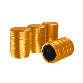 Marcraft Corrosion Resistant (Gold) Aluminium Tyre Wheel Alloy Valve Caps Dust Caps (4 Pack) Universal for Cars, SUVs, Bicycles, Motorcycles, Trucks | Plastic Insert | Screw-On