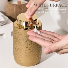 GIRLUFO Bathroom Soap Dispenser,Ceramic Soap Dispenser Kitchen with Liquid Pump,12oz Electroplate Liquid Dispenser for Countertop(Gold)