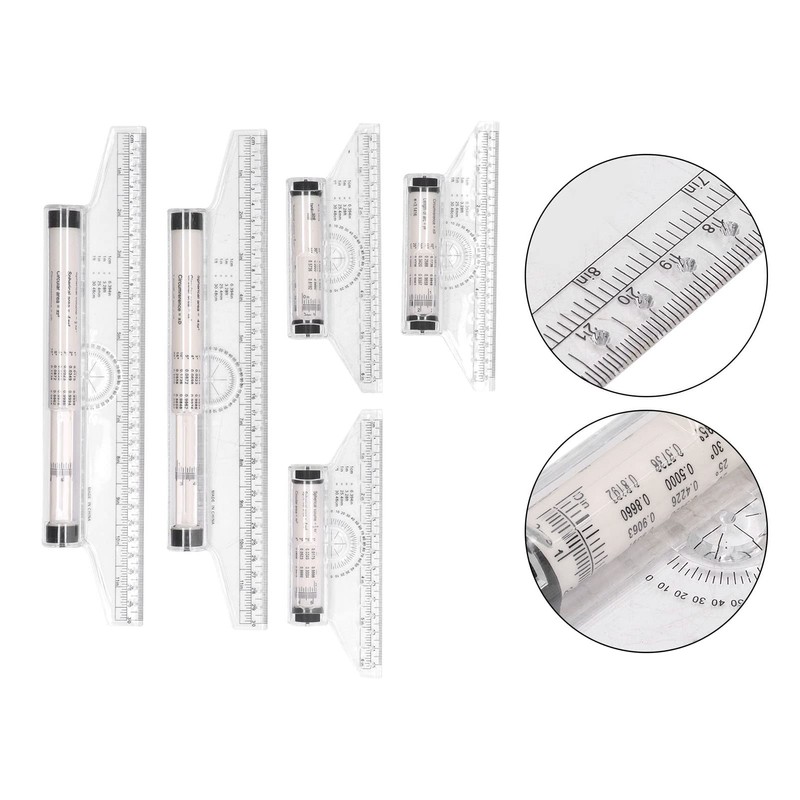 Measuring Rolling Ruler, 5 Pieces 6 Inch 12 Inch Clear