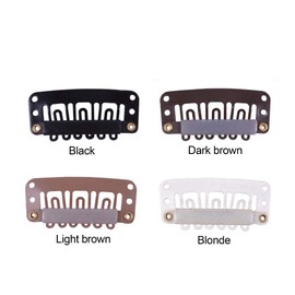 24 pcs/lot 32mm 6-Teeth with Rubber U-Shape Snap Clips Metal Wig Hair Extension Clips for Hair Extension Hairpiece (3.2cm Black)