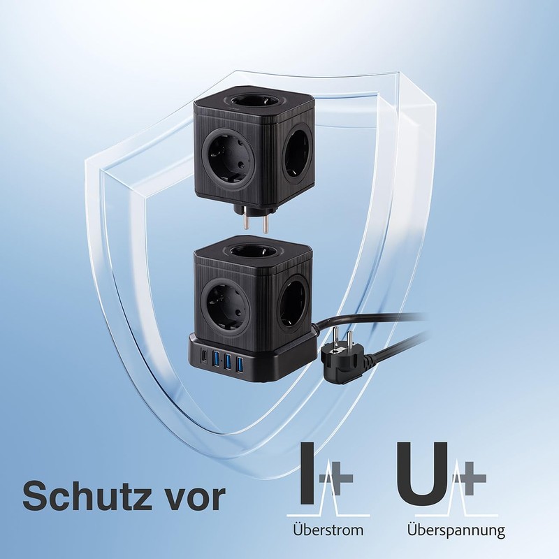 revolt Desk Sockets: 13-in-1 Socket Tower, 9 Sockets, 3x USB-A,