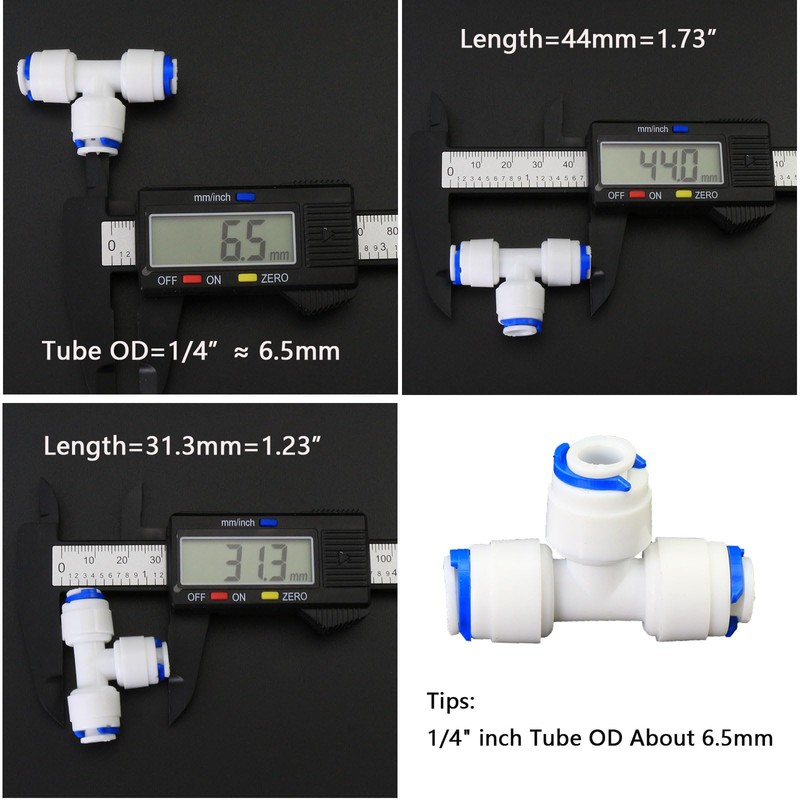 Water purifier globe valve, tee, elbow, straight through 1/4 "FPT